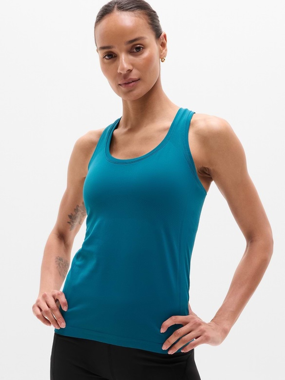 Athleta Momentum Seamless Racerback Tank Top Coastal Teal Size M Workout